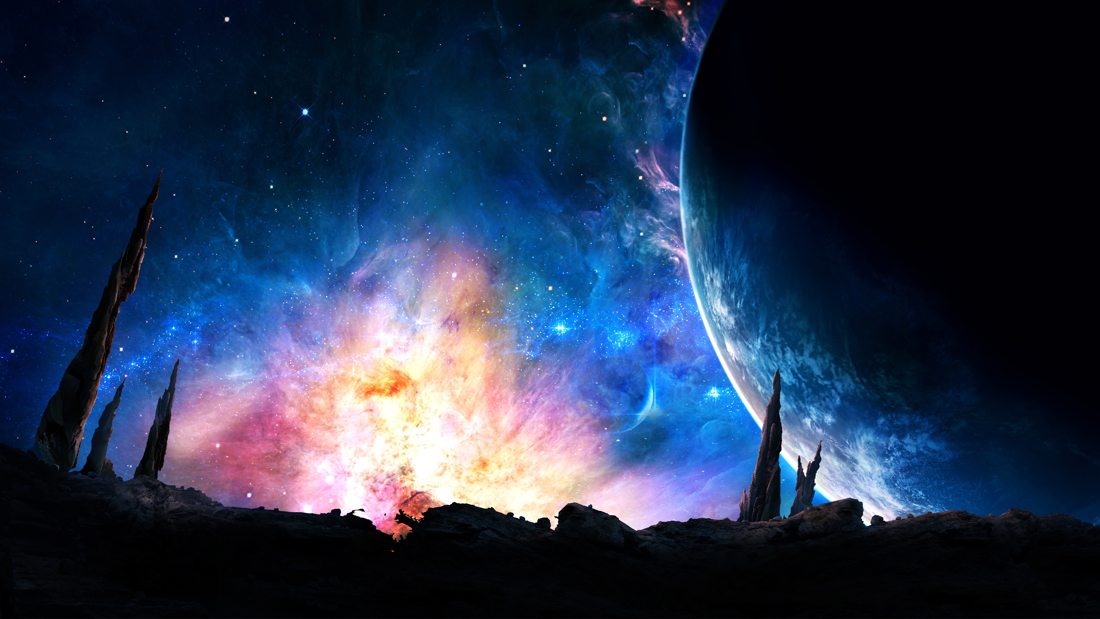 Hình nền  phong cảnh Nghệ thuật tưởng tượng đêm Tác phẩm nghệ thuật  Sao Ánh trăng không khí tàu ma làn sóng bóng tối Ảnh chụp màn hình Hình  nền máy