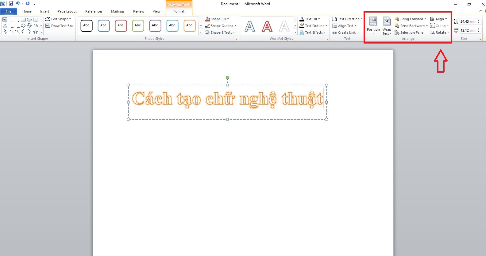Cách tạo chữ nghệ thuật trong Word 2010, 13, 16, 19