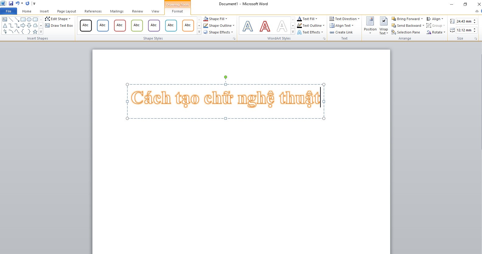 Cách tạo chữ nghệ thuật trong Word 2010, 13, 16, 19