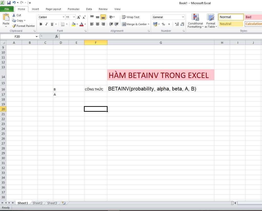 Hướng dẫn sử dụng thành thạo hàm BETAINV trong Excel