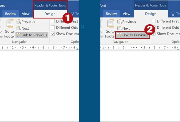 Cách tạo Header and Footer khác nhau ở các trang trong Word