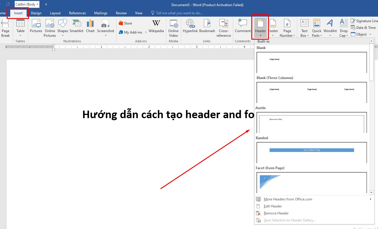 cách tạo Header and Footer trong Word cho tất cả các trang