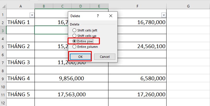 Cách xóa dòng trống trong excel cực đơn giản, nhanh chóng