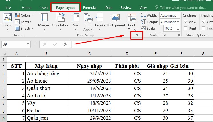 Cách in ngang giấy A4 file Excel
