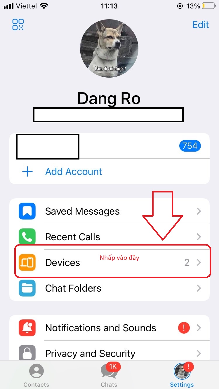 Cách mở chặn hiển thị nhóm chat telegram trên iphone