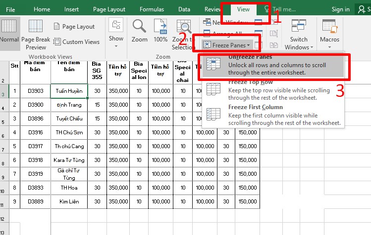 Hướng dẫn cách đóng băng cột, dòng trong Excel đơn giản nhất