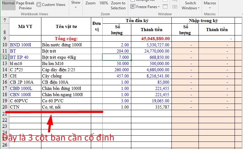 Hướng dẫn cách đóng băng cột, dòng trong Excel đơn giản nhất