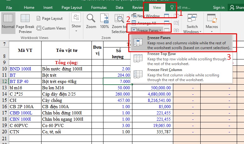 Hướng dẫn cách đóng băng cột, dòng trong Excel đơn giản nhất