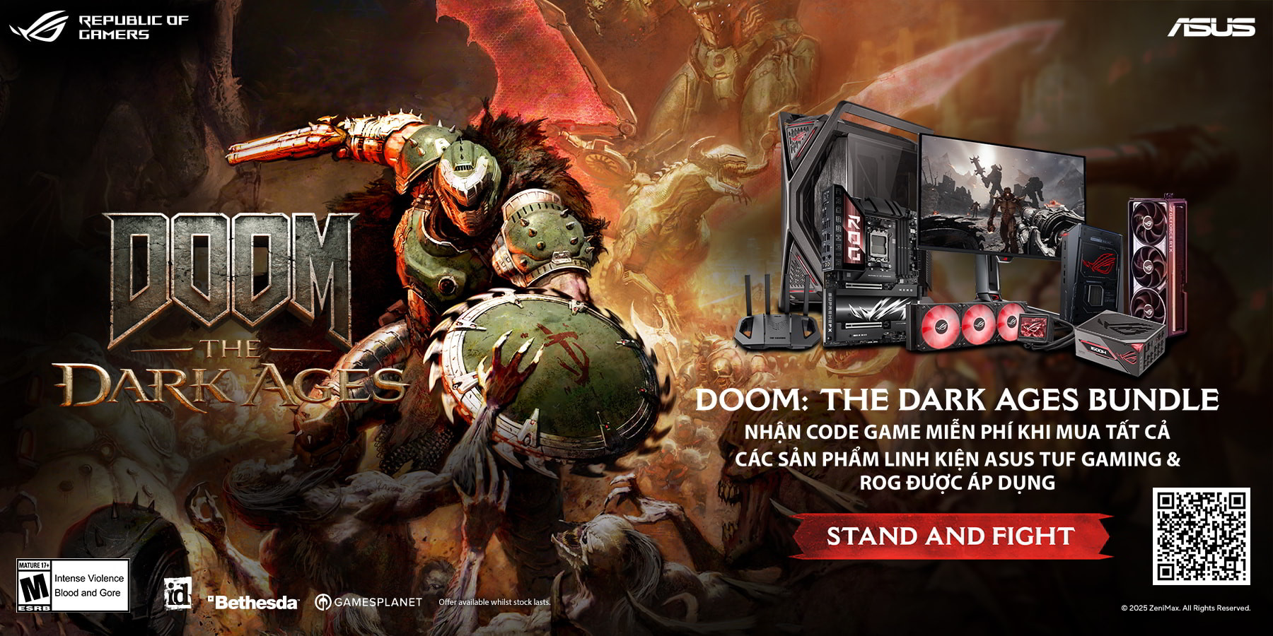 Nhận Ngay Code Game DOOM: The Dark Ages Khi Mua Linh Kiện ASUS TUF GAMING & ROG