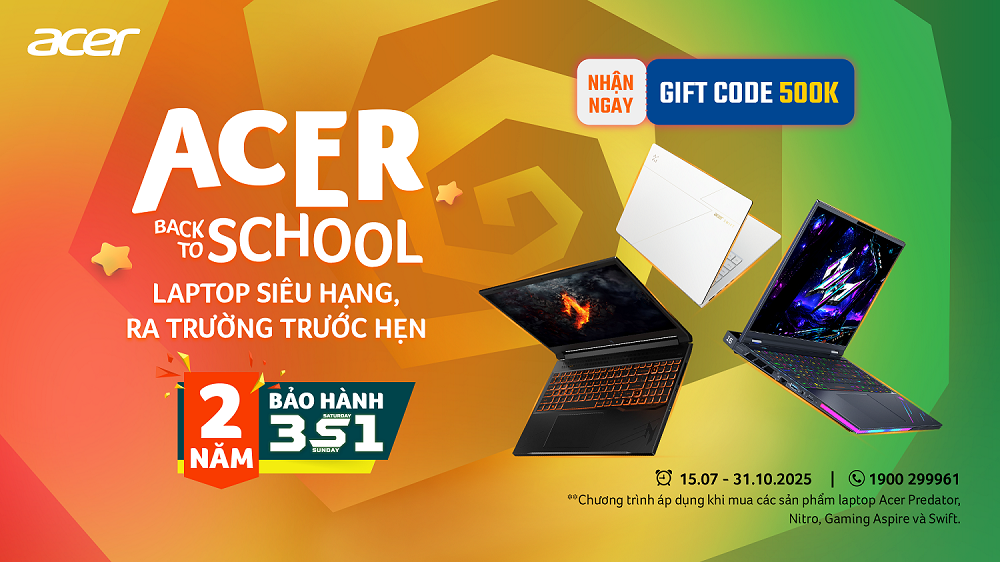 CTKM  Acer Back To School 2025: Laptop Siêu Hạng – Ra Trường Trước Hẹn
