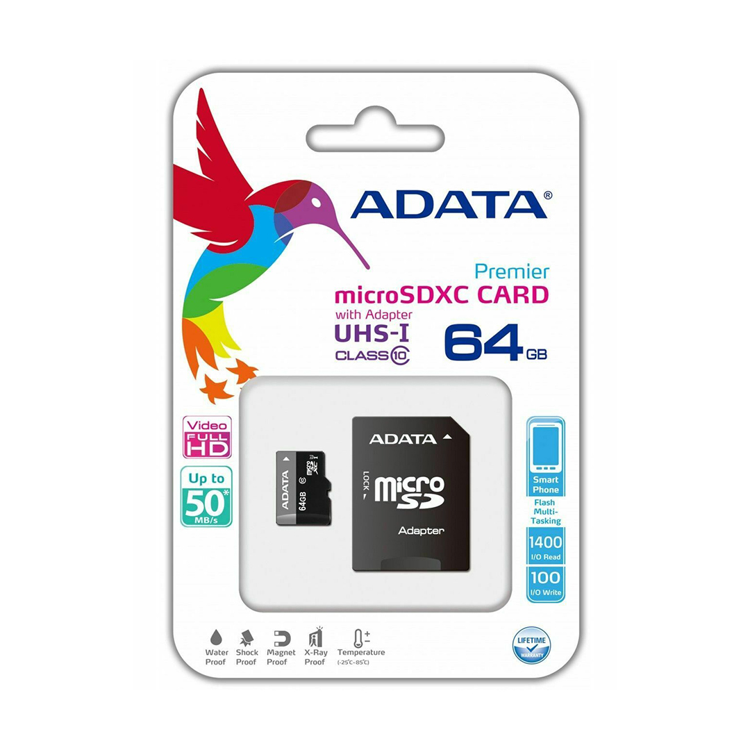 Thẻ nhớ MICRO ADATA 64GB UHS-I CLASS10 A1 (R/W 100/25 MB/s)