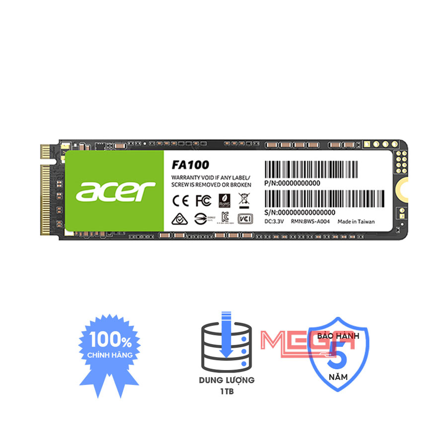 Ổ cứng SSD Acer FA100 128GB M.2 NVMe PCIe Gen3
