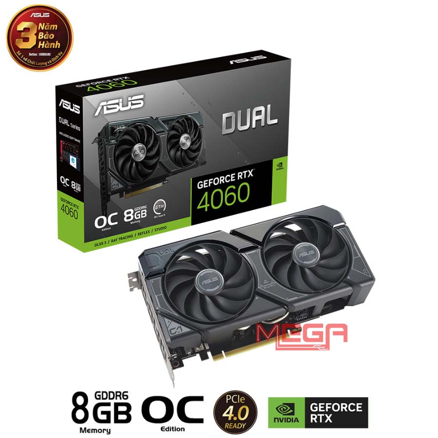 Vga Asus Dual GeForce RTX 4060 OC 8GB GDDR6 (DUAL-RTX4060-O8G)