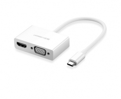 Cáp chuyển đổi Type C sang HDMI/VGA đầu âm dài 15cm Ugreen 30843