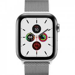 Apple Watch Series 5 GPS + Cellular, 44mm Stainless Steel Case with Stainless Steel Milanese Loop MWWG2VN-A