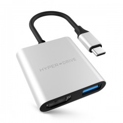 Cổng chuyển HyperDrive  4K HDMI 3-in-1  USB-C Hub for MacBook, PC & Devices (HD259A Silver)