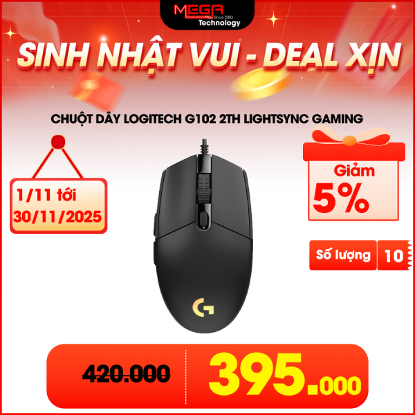 Chuột dây Logitech G102 2th Lightsync Gaming (màu đen)