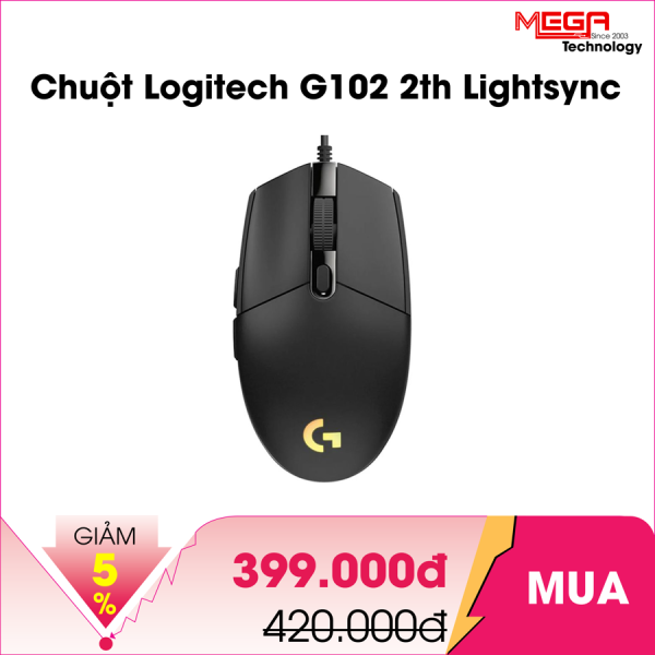 Chuột dây Logitech G102 2th Lightsync Gaming (màu đen)