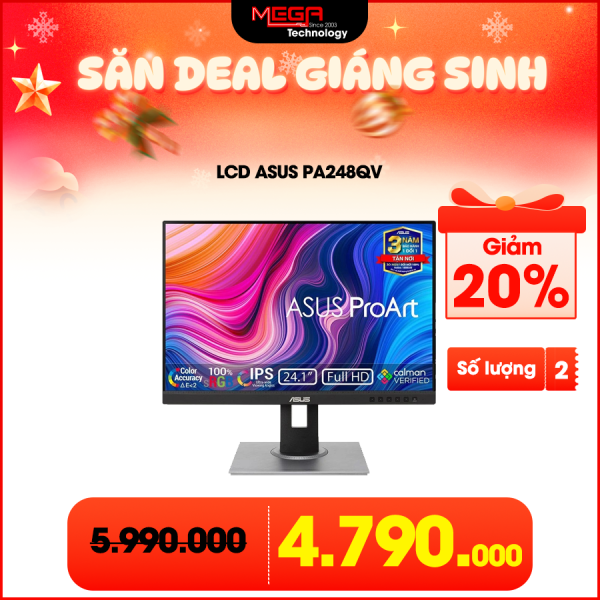 LCD Asus PA248QV 24 inch IPS 75Hz 5ms Loa (có thể xoay 90 độ) (HDMI, DP)