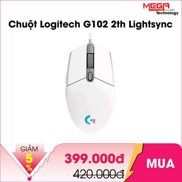 Chuột dây Logitech G102 2th Lightsync Gaming (màu trắng)
