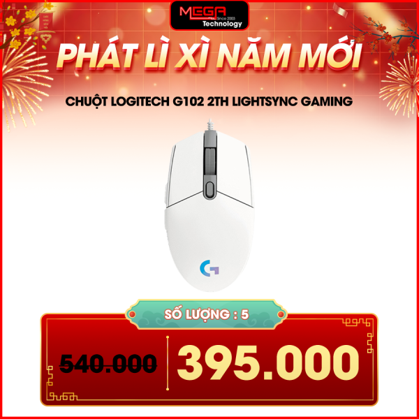 Chuột dây Logitech G102 2th Lightsync Gaming (màu trắng)
