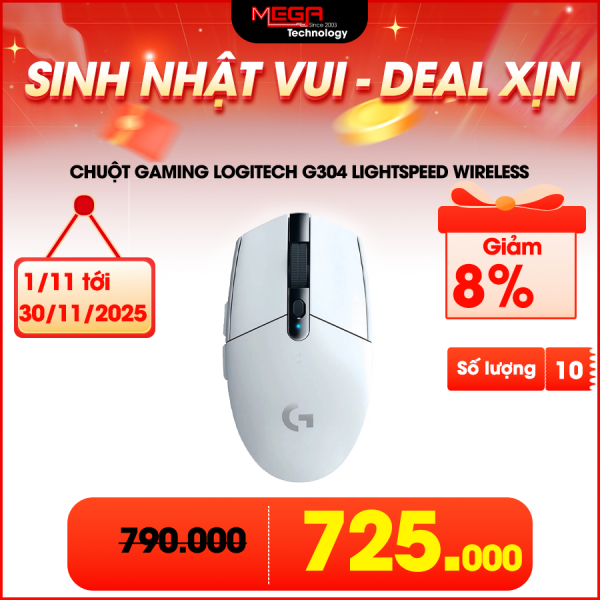Chuột Gaming không dây Logitech G304 Lightspeed Wireless - Màu Trắng
