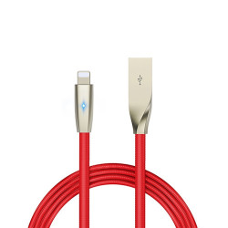 Cáp sạc Pisen Lightning Zinc Alloy with light braided 1200mm FAST (AL21-1200 2.4A) Đỏ