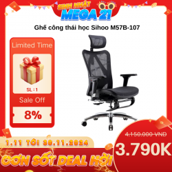 Ghế công thái học Sihoo M57B-107 Đen lưng đen (có kê chân)