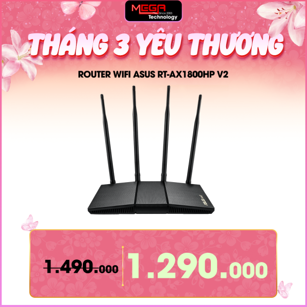 Router Wifi Asus RT-AX1800HP V2 Wifi 6, chuẩn AX1800 2 băng tần, MU-MIMO