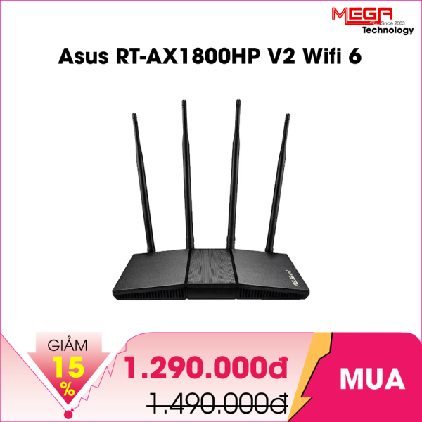Router Wifi Asus RT-AX1800HP V2 Wifi 6, chuẩn AX1800 2 băng tần, MU-MIMO