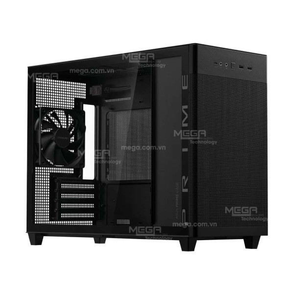 Case Asus PRIME MESH AP201 TG BLACK (Mặt kính, mATX, Rad360, USB-C, sẵn 1Fan) 