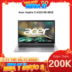 Laptop Acer Aspire 3 A315-59-381E (NX.K6TSV.006) Bạc (Cpu i3-1215U, Ram 8GB, SSD 512GB, Vga Intel UHD, 15.6 inch FHD, Win 11)