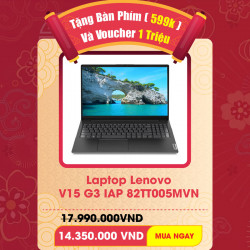 Laptop Lenovo V15 G3 IAP 82TT005MVN Đen (Cpu i5-1235U, Ram 8GB, SSD 256GB, Vga Xe Graphics, 15.6 inch FHD, No OS)