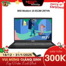 Laptop MSI Modern 15 B13M 297VN Đen (Cpu i7-1355U, Ram 16GB, SSD 512GB, Vga Xe Graphics, 15.6 inch FHD, Win 11)