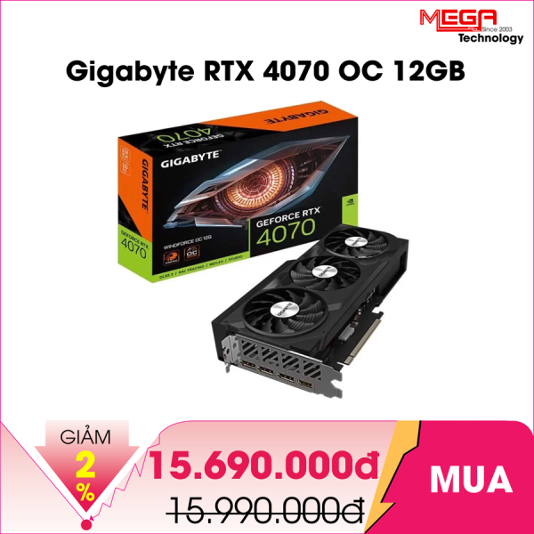 Vga Gigabyte RTX 4070 Windforce OC 12GB (GV-N4070WF3OC-12GD)