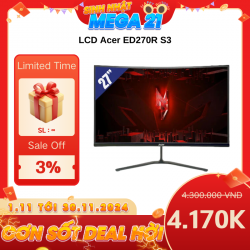 LCD Acer ED270R S3 27 inch (1920x1080) VA 180Hz ( HDMI,DP) Màn cong