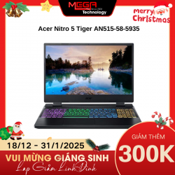 Laptop Acer Nitro 5 Tiger AN515-58-5935 (NH.QLZSV.001) Đen (Cpu i5-12450H, Ram 8GB, SSD 512GB, Vga RTX 4050 6GB, 15.6 inch FHD, Win 11 Home)