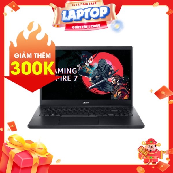 Laptop gaming Acer Aspire 7 A715-76G-5806 (NH.QMFSV.002) Đen (Cpu i5-12450H, Ram 16GB, SSD 512GB, Vga RTX 3050 4GB, 15.6 inch FHD 144Hz, Finger Print, Win 11 Home)