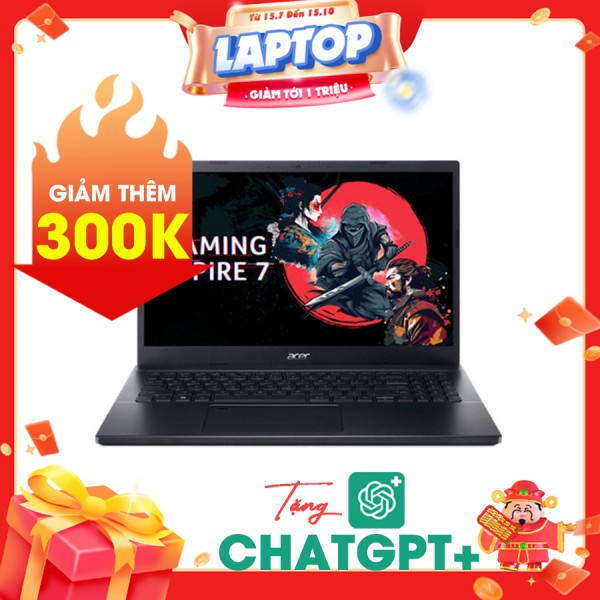 Laptop gaming Acer Aspire 7 A715-76G-5806 (NH.QMFSV.002) Đen (Cpu i5-12450H, Ram 16GB, SSD 512GB, Vga RTX 3050 4GB, 15.6 inch FHD 144Hz, Finger Print, Win 11 Home)
