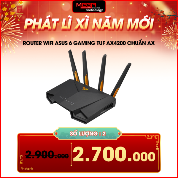 Router Wifi Asus 6 Gaming TUF AX4200 chuẩn AX, Wifi 6