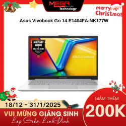 Laptop Asus Vivobook Go 14 E1404FA-NK177W Bạc (Cpu R5-7520U, Ram 16GB, SSD 512GB, Vga AMD Radeon Graphics, 14 inch FHD, Finger Print, Win 11 Home)