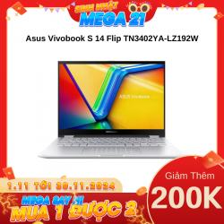 Laptop Asus Vivobook S 14 Flip TN3402YA-LZ192W Bạc (Cpu R5-7530U, Ram 16GB, SSD 512GB, Vga AMD Radeon Graphics, 14 inch WUXGA Touch, Win 11, Mouse)