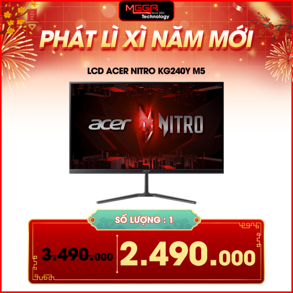 LCD Acer Nitro KG240Y M5 24 inch (1920x1080) FHD IPS 180Hz 99% sRGB (HDMI, DP) (cable HDMI)