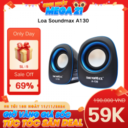 Loa Soundmax A130 2.0 (3.5mm , 3W x2) màu Đen/xanh