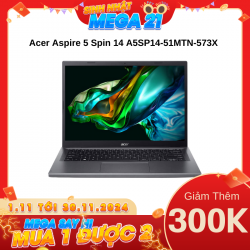 Laptop Acer Aspire 5 Spin 14 A5SP14-51MTN-573X (NX.KHKSV.002) Xám (Cpu  i5-1335U, Ram 16GB, SSD 512GB , Vga Xe Graphics, 14 inch FHD Touch, Win11 Home, Pen)