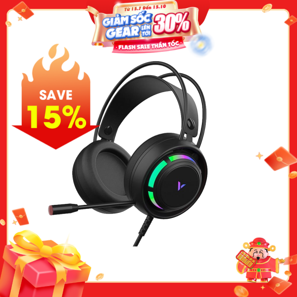 Tai nghe Gaming chụp tai Rapoo VH360 Black 7.1 Mic chống ồn ENC