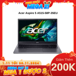 Laptop Acer Aspire 5 A515-58P-35EU (NX.KHJSV.006) Xám (Cpu i3-1305U, Ram 8GB, SSD 512GB, Vga Iris Xe, 15.6 inch FHD, Win 11 SL)