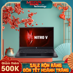 Laptop Acer Nitro V ANV15-51-72VS (NH.QNASV.004) Đen (Cpu i7-13620H, Ram 16GB(8gbx2), SSD 512GB, Vga RTX 2050 4GB, 15.6 inch FHD, 144Hz, Win11, 1Y)