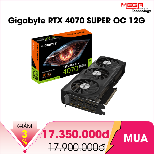 Vga Gigabyte GeForce RTX 4070 SUPER WINDFORCE OC 12G (GV-N407SWF3OC-12GD)