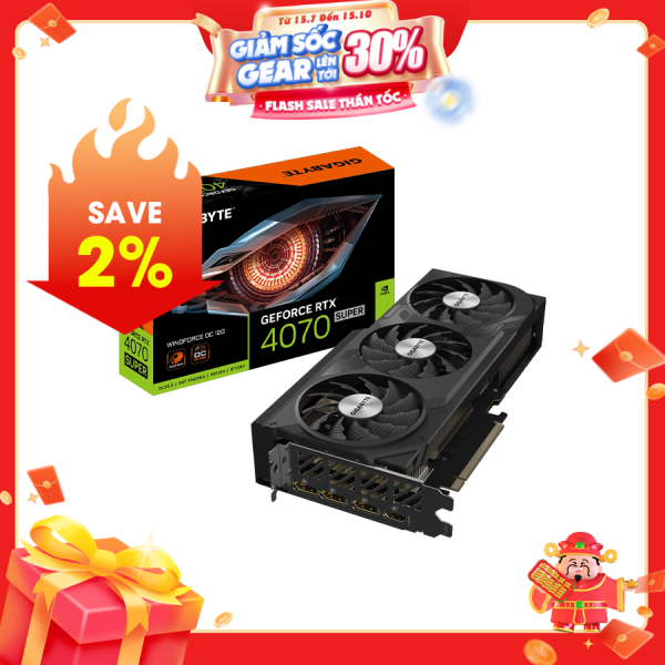 Vga Gigabyte GeForce RTX 4070 SUPER WINDFORCE OC 12G (GV-N407SWF3OC-12GD)